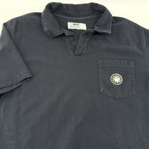 Jetty‎ Men's L Short Sleeve Shirt Open Collar Logo on Chest Pocket Casual Black